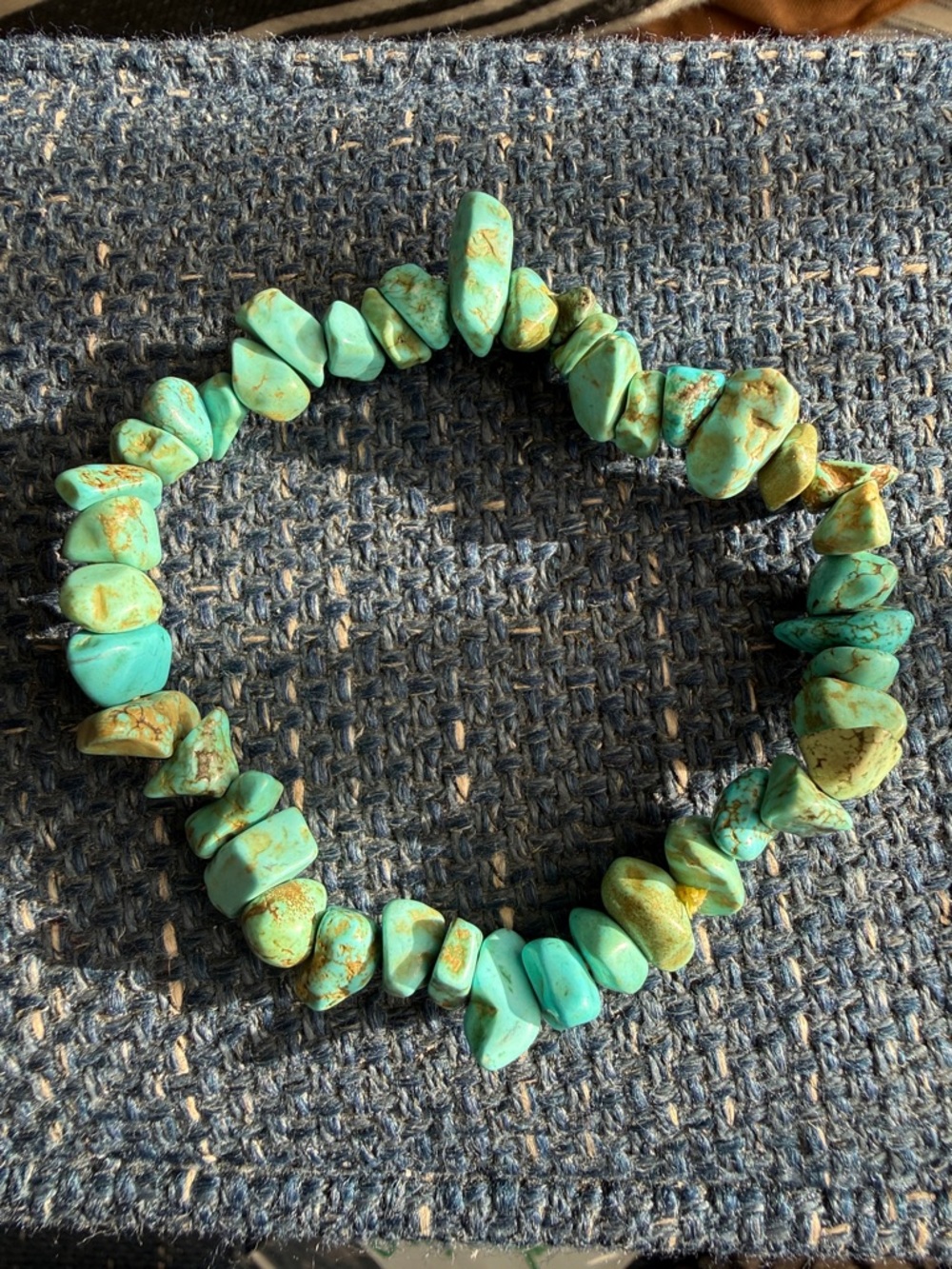 Turquoise Chip Stretch Bracelet - Green-Blue Gemstone
